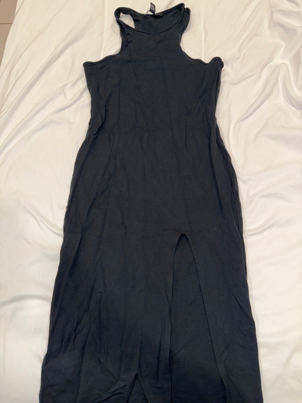 Forever 21 Black Racerback Midi Dress with Front Slit
